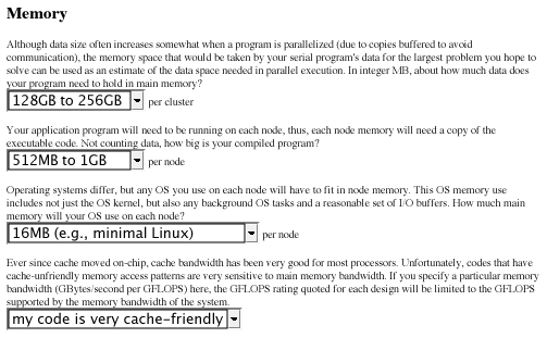 Memory entry section of the CDR web form